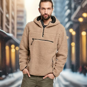 Sudadera con capucha de punto para hombre, con cremallera, estilo casual, corte regular, para invierno - Product Image 2