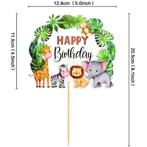 Safari Animal Cupcakes Toppers Anniversaire Gâteaux Décor pour Enfants Sauvage <span class=keywords><strong>Jungle</strong></span> Animal Thème Anniversaire Baby Shower Événement Fête Fournitures - Product Image 6