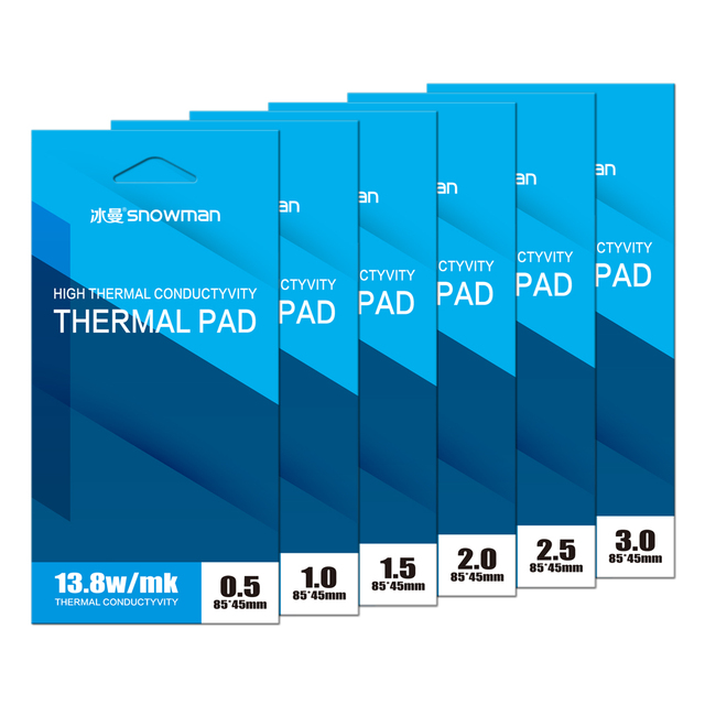 SNOWMAN Thermal Pad 13.8W/mk Non-Conductive CPU GPU Graphics Card Water Cooling Motherboard M.2 SSD RAM Silicone Mat Multi-Size