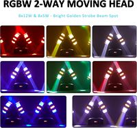 WUZSTAR Tête Mobile DJ Lumière Mini Double Têtes 10 LED RGBW Faisceau D'or Strobe Son Activé DMX 512 IP20 ABS Alliage Acier Noir