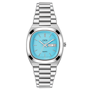 Montre élégante pour femme, montre à quartz étanche en acier massif de haute qualité, double calendrier ovale, niche - Product Image 4