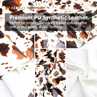 Tissu en similicuir PU extensible doux à imprimé vache, motif animalier marron et blanc, cuir synthétique pour vêtements, vestes, robes