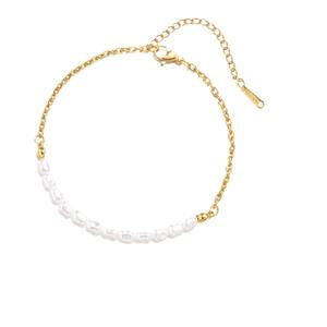 Braccialetto di perle d'acqua dolce con catena in acciaio inossidabile ti amo mamma festa della mamma compleanni regali di alta gioielleria - Product Image 1