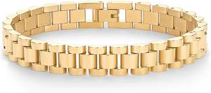 PAVOI Bracelet de montre étanche pour femme en plaqué or 14K Bracelet à maillons en acier inoxydable avec deux tons de métaux mélangés - Product Image 2
