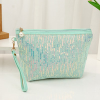 Trousse de maquillage portable de grande capacité, brodée de paillettes, avec fermeture à glissière, haut de gamme, étui à cosmétiques magique en pierre