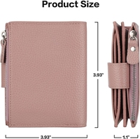 Petit portefeuille compact pour femmes Porte-monnaie à deux volets en cuir véritable bloquant la RFID avec fenêtres d'identification