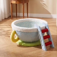 Lit pour chat en forme de tasse à café, grande taille, surface douce et moelleuse, confortable et chaude, lavable, nid pour chat, maison de couchage pour chats d'intérieur