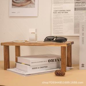 Wooden Decorative <b>Shelf</b> Solid Wood Rectangle Storage <b>Rack</b> Living Room Multi Purpose Organizer Standing Type - Product Image 1