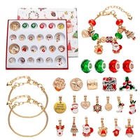 Accessoires de bracelet créatifs DIY pour enfants, best-seller, boîte surprise de Noël à 24 compartiments, ensemble en alliage argenté