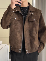 Veste en cuir pour homme de style américain à col rabattu, nouvelle marque tendance printemps-automne, veste décontractée ample et polyvalente