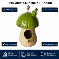 Mangeoire et abri pour oiseaux sauvages en céramique écologique moderne, en forme de champignon suspendu, pour jardin extérieur