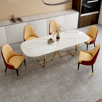 Ensemble de salle à manger moderne en ardoise, table et chaises pour 4, 6 ou 8 personnes, en pierre frittée