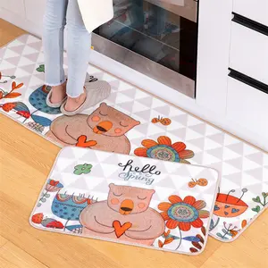 Patent Self Adhesive Rubber Backing kitchen runner rugs Non slip machine washable Kitchen Mats
