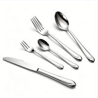Ensemble de couverts de luxe en acier inoxydable 410, design moderne et élégant, manche large ergonomique, poli miroir, compatible lave-vaisselle, 4 pièces, pour hôtel