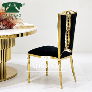 เก้าอี้จัดเลี้ยงงานแต่งงานกรอบสแตนเลสสีดำกำมะหยี่ - Product Image 3