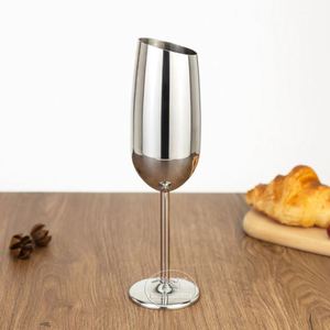 Elegant Rose Gold 250ml Shatterproof Champagne Flutes Long Stem Slanted Bowl Drinkware Sparkling Wine Glass for Restaurant Bar - Product Image 3