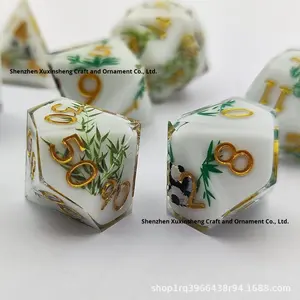 <span class=keywords><strong>Jeu</strong></span> de dés en résine à angle droit, 7 pièces, avec autocollants pour jeux de table Cthulhu RPG D&D (D20) - Jeux DND - Product Image 4