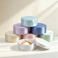 Boîte à bijoux ronde avec couvercle et base en tissu brodé, emballage pour bracelet, logo personnalisé, vente en gros