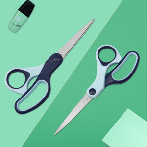 Stainless Steel Scissors Straight Head Light And Dark Blue Home Office Student Use Bulk Specification - Product Image 2