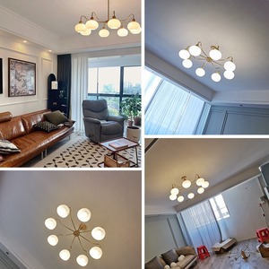 Lámpara de Techo Colgante LED de Latón Estilo Escandinavo, Luz Diurna 6000K, para Sala de Estar, Tamaño Mediano, IP54, Ra90, Garantía de 3 Años - Product Image 3