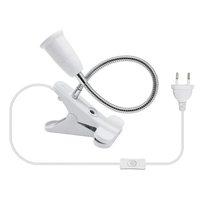 Support de lampe LED à 360 degrés avec col de cygne et pince, douille E27 avec interrupteur marche/arrêt, prise US EU UK pour lampe de table, de bureau, de lecture, chambre à coucher