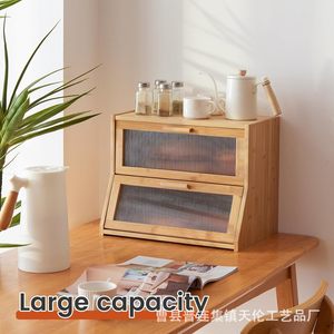 Caja de pan de madera para encimera de cocina, contenedor de almacenamiento de pan de gran capacidad para el hogar con ventana - Product Image 2