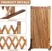 TERCEL Clôture rétractable en bois massif Treillis portable pour jardin Rampe télescopique en bois extérieur pour balcon de villa