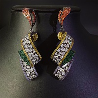 Boucles d'oreilles TIANSH, nouveau modèle, mode, exagération, luxe, ruban, zircon, boucles d'oreilles de soirée, robe de soirée, boucles d'oreilles de mariée