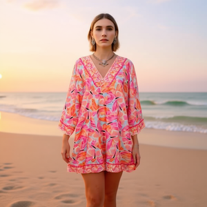 VESTIDO Robe de plage style papillon à manches mi-longues 88x54cm, cache-maillot de bain - Product Image 3