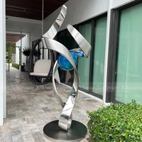 Sculpture abstraite minimaliste en acier inoxydable de grande taille - Art soudé haut de gamme pour espaces de luxe et aménagement paysager