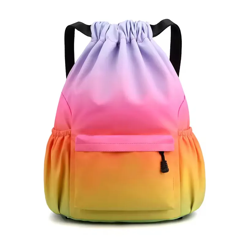 Waterproof Kids Basketball Storage Custom LOGO Polyester Nylon Drawstring Backpack Bag With Zipper