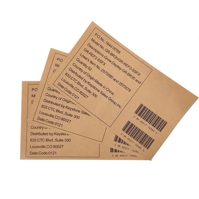 Custom printing die cut brown kraft paper sticker for carton package label