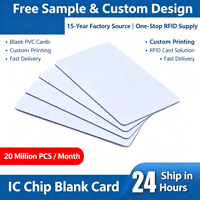 Carte blanche intelligente personnalisée en PVC IC pour contrôle d'accès autorisé, pointage, hôtels et identification sans contact