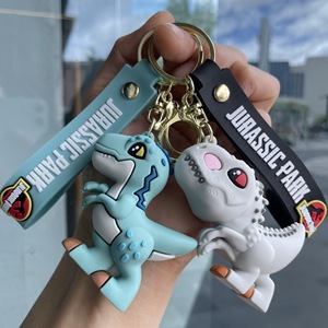 Porte-clés pendentif dinosaure <span class=keywords><strong>Jurassic</strong></span> <span class=keywords><strong>World</strong></span> Tyrannosaurus Rex et Triceratops, figurine de dessin animé, cadeau pour garçons - Product Image 2