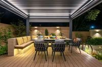 Zhide AS180 - Gazebo moderne à persiennes - Mobilier d'extérieur - Imperméable - Résistant au soleil - Résistant au vent - Au feu - Auvent motorisé intelligent