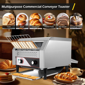 เครื่องปิ้งขนมปังแบบสายพานสแตนเลสสำหรับเชิงพาณิชย์ 450 แผ่น เครื่องปิ้งแซนวิช อุปกรณ์ครัวร้านอาหาร ผู้ผลิต - Product Image 2