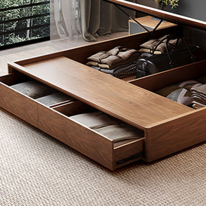 Modern Bedroom Wooden Platform <b>Bed</b> <b>Storage</b> King Size Luxury Hotel Home Furniture <b>Double</b> B-03 Bedroom Furniture <b>Double</b> <b>Bed</b> B-03 - Product Image 3