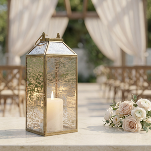 Wholesale Modern Handmade <b>Brass</b> Mercury Glass Candle Holder <b>Lantern</b> for Home Weddings Events Decorations - Product Image 1