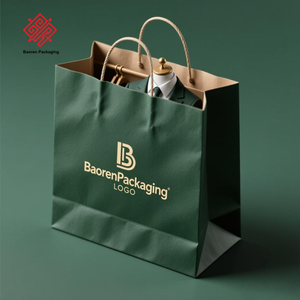 Baoren personnalisé vin vert foncé papier d'art classique poignée torsadée imprimé matériaux écologiques recyclés sac en papier sur mesure - Product Image 6