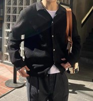 Hochwertige Boutique Strickjacke aus Nylon/Baumwolle für Junge Männer Personalisierte Farbkombination Lässiger Pullover Mantel Winter Neu