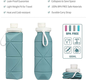 Botella de Agua Plegable de Silicona, Portátil, a Prueba de Fugas, de Grado Alimenticio, Libre de BPA, para Viajes al Aire Libre, con Logotipo Personalizado - Product Image 3