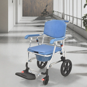 Inodoro de aluminio Ligero plegable Equipo de baño de hospital Silla de rueda de inodoro para ancianos - Product Image 1