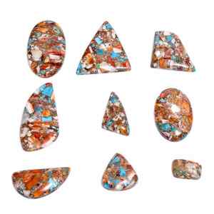 พลอยหนามแบนสีเทอร์ควอยซ์ทองแดงหอยนางรมขัดสำหรับทำเครื่องประดับ - Product Image 3