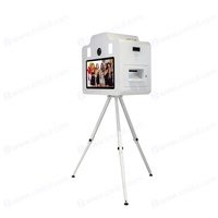 Cabine photo avec écran tactile de 21,5 pouces, lumière d'appoint, trépied stable, installation d'appareil photo reflex numérique, imprimante DNP 620, mini PC, moniteur, kiosque à selfie