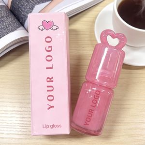 Brillo Labial Vegano y Libre <span class=keywords><strong>de</strong></span> Crueldad con Tapa <span class=keywords><strong>de</strong></span> Corazón, Color Rosa Nude Brillante, Marca Privada, Logotipo Personalizado - Product Image 1