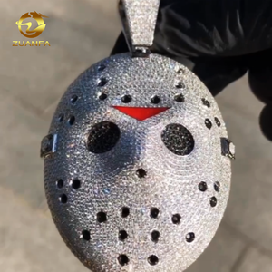 祖安法定制周五第13个主角杰森·沃希斯吊坠VVS莫桑石嘻哈珠宝魅力925银吊坠 - Product Image 3