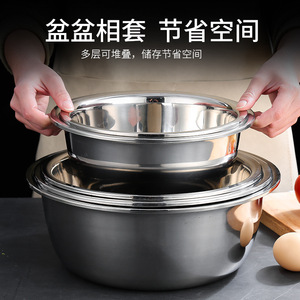 Stainless Steel Round <b>Colander</b> <b>Strainer</b> Bowl 304 Non Magnetic Kitchen Vegetable Washing Dishware For Home And Commercial Use - Product Image 5
