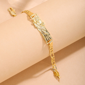 Bracelet chaîne plaqué or avec pendentif religieux Saint Jude pour cadeau - Product Image 2