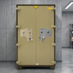 Caja Fuerte Grande WELKO US1650 LED de Dos Puertas Blanca de Acero Inoxidable de 2 mm con Cerradura de Llave, Resistente al Fuego y Antirrobo - Product Image 3