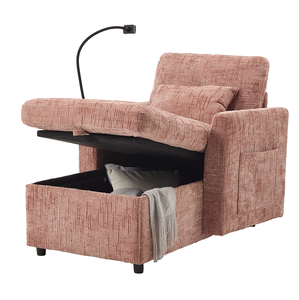Sillón Reclinable Multifuncional para Personas Perezosas, con Almacenamiento, Respaldo, Soporte para Teléfono Celular, Chenilla, Silla Individual de Descanso, Moderno para Apartamento - Product Image 6